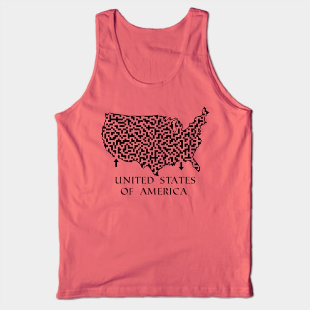 United States of America Shaped Maze & Labyrinth Tank Top by gorff